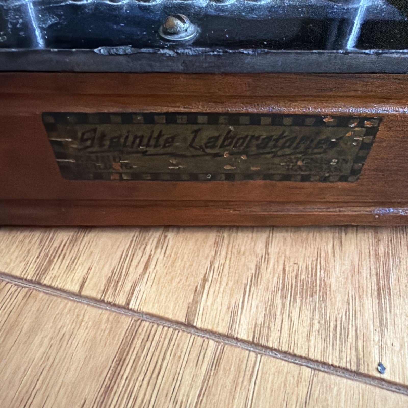 Vintage 1920s Steinite Laboratories Crystal Radio Receiver Antique Wood Box