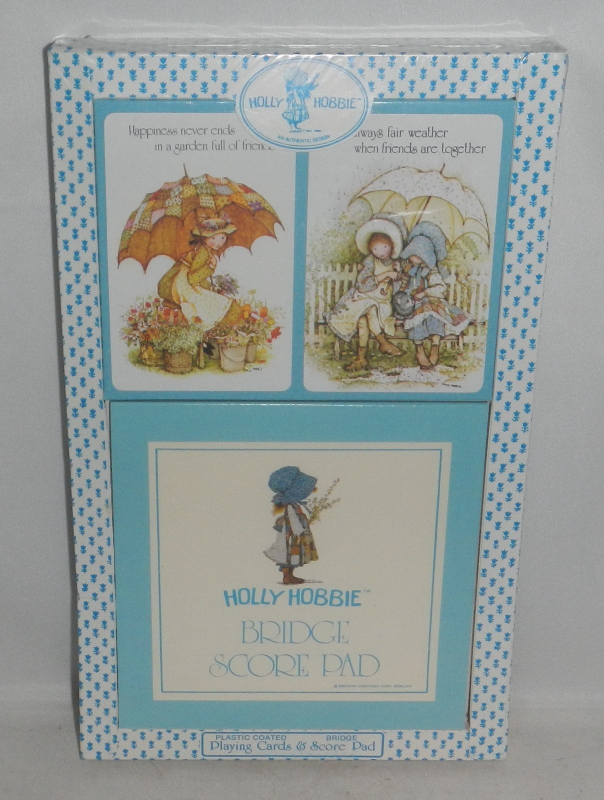 NIP Vintage 1972 Holly Hobbie Bridge Playing Cards 2 Decks and Score Pad Set