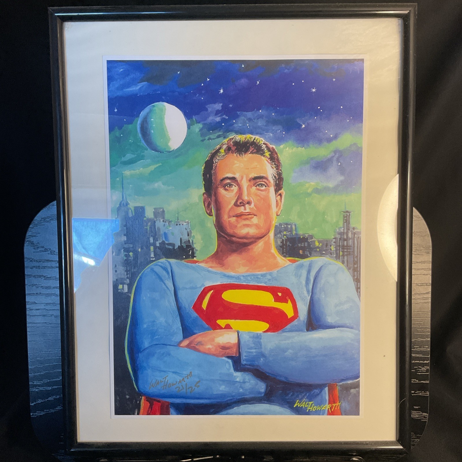 George Reeves Superman Framed Comic Art SIGNED BY WALT HOWARTH