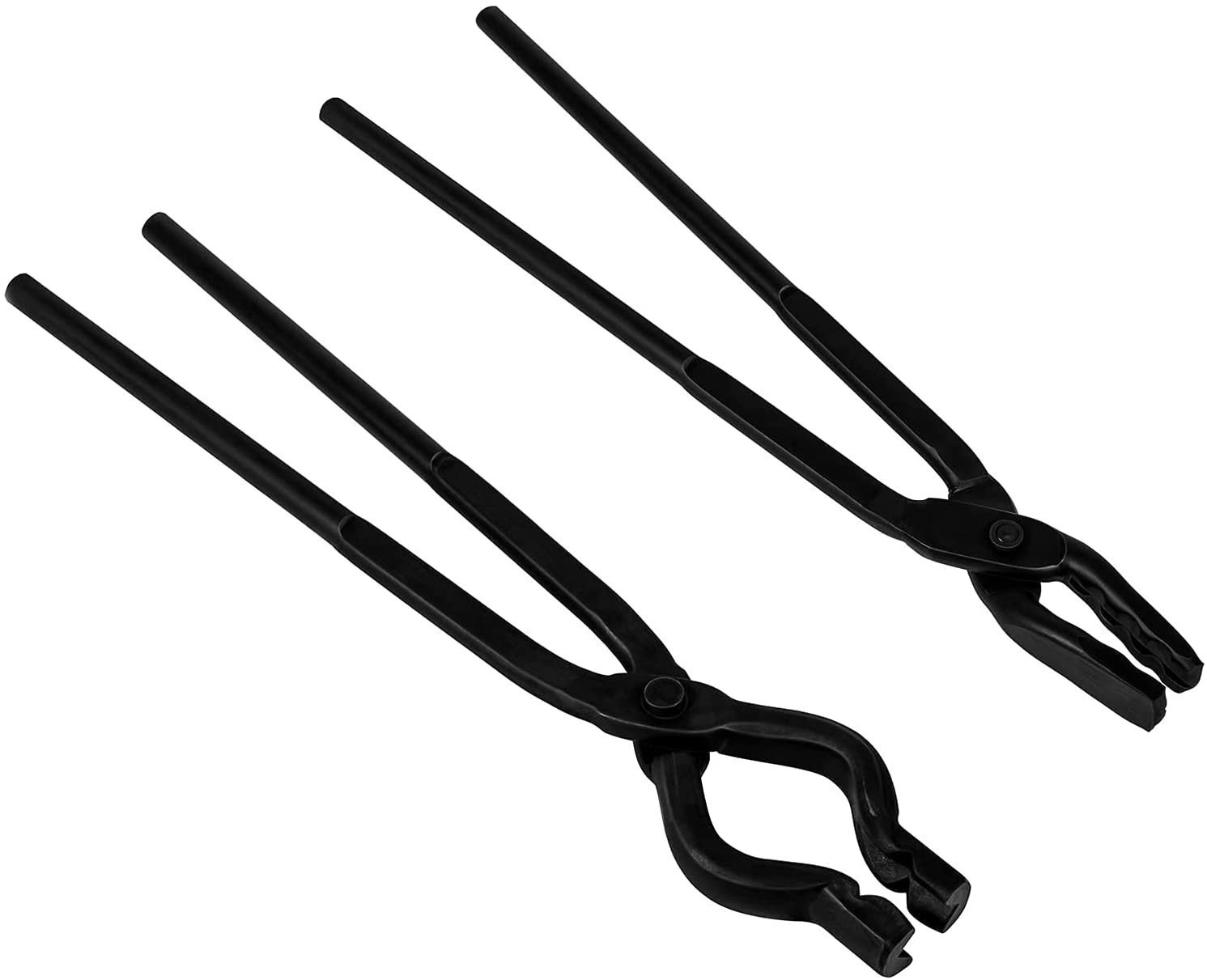 2Pcs Blacksmith Tongs Set Wolf Jaw V-Bit Tong Bladesmith Tools Knifemaking Forge