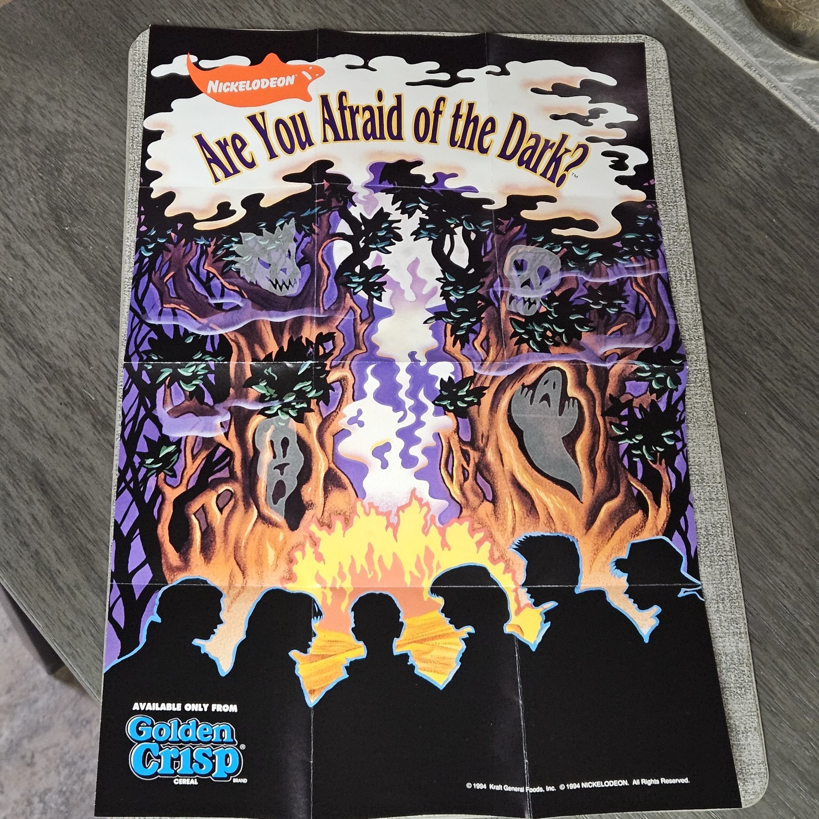 Vtg 1994 Are You Afraid of the Dark Poster Nickelodeon Golden Crisp Cereal Rare
