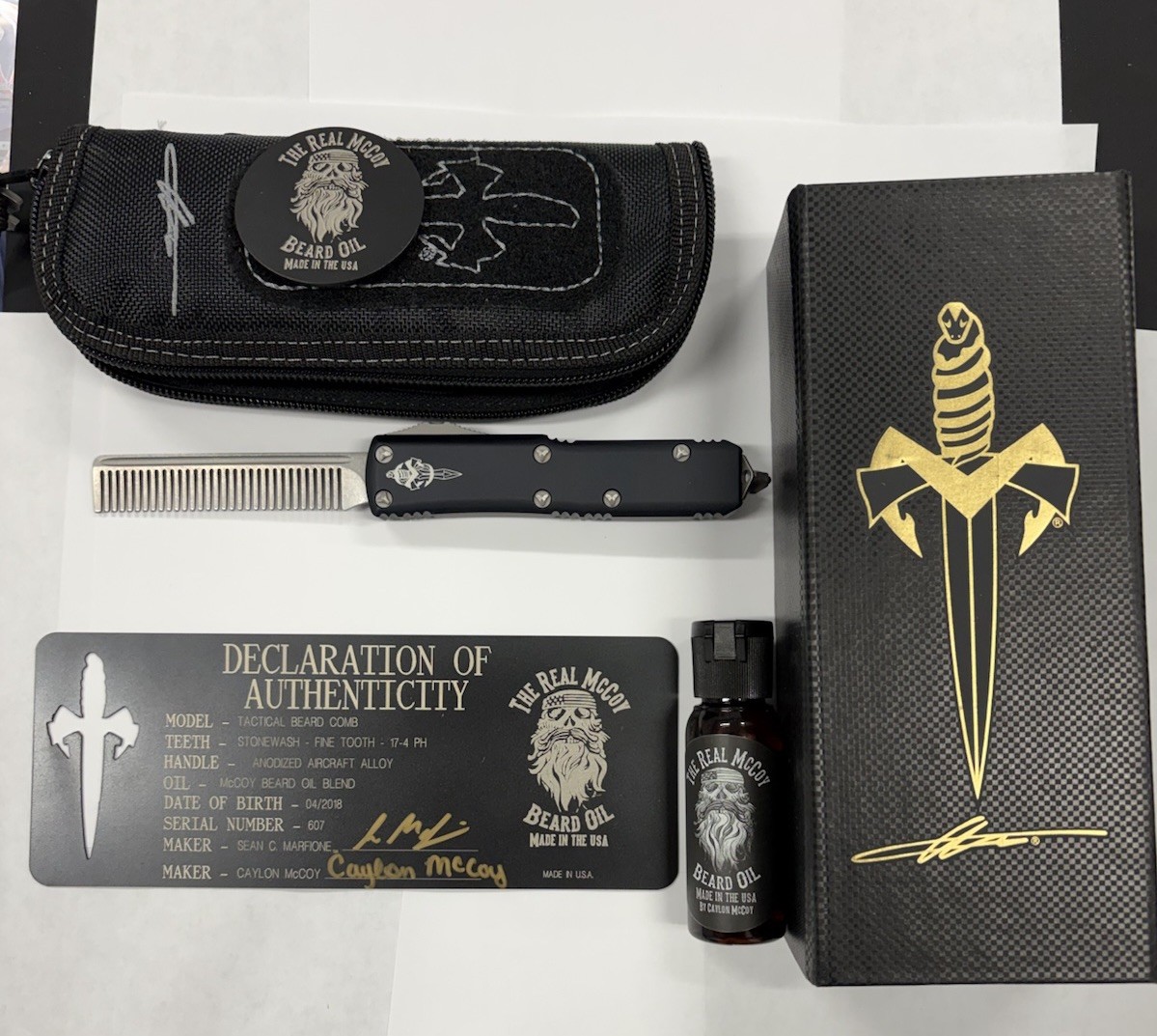 Microtech Marfione Custom Tactical Beard Comb Real McCoy Collab Edition