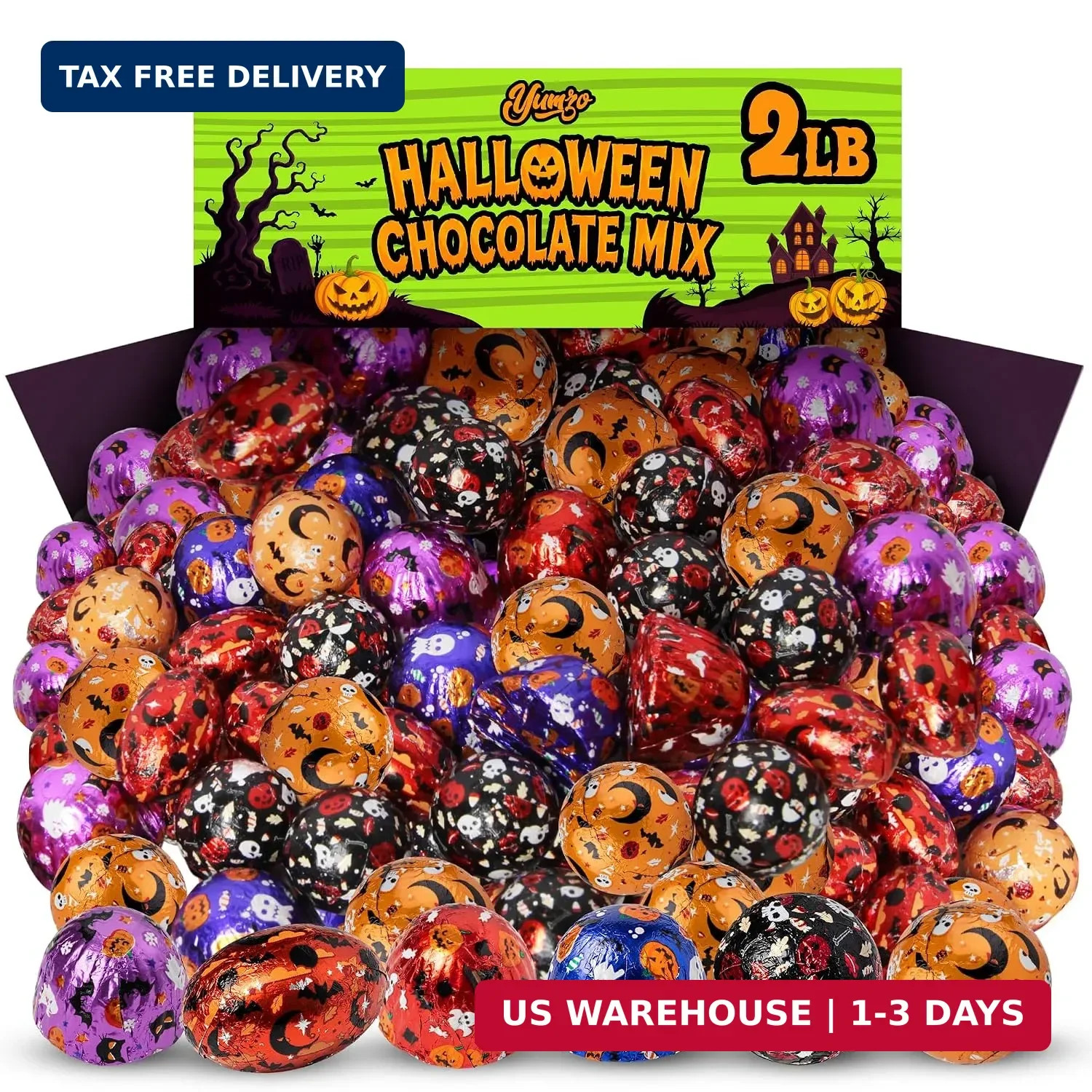 Halloween Chocolate Mix 2 lb Bag, Assorted Foil Wrapped Milk Chocolate