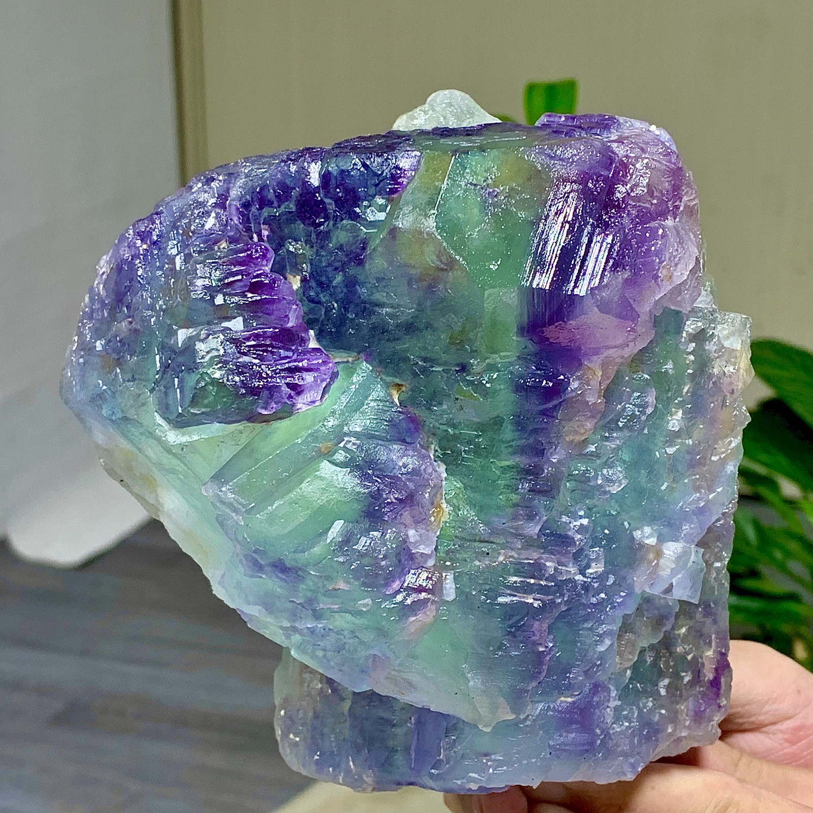 6.34LB Natural transparent purple green cubic fluorite mineral crystal sample