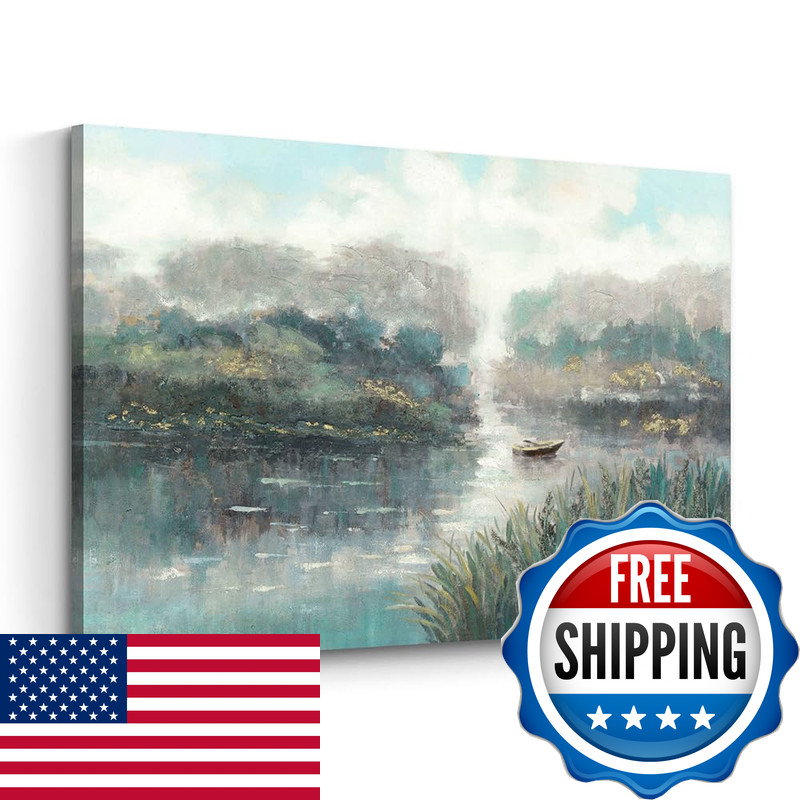 The Stream Design Lake Landscape Wall Art Painting Nature Scene Canvas Picture