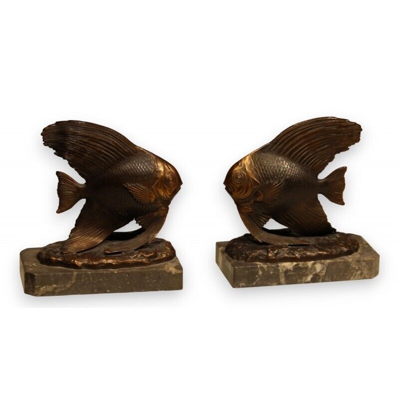 Pair of alloy fish bookends 20th century