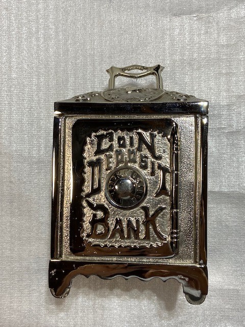 Large ANTIQUE Cast Iron Domed COIN DEPOSIT BANK Safe W/Combination Lock