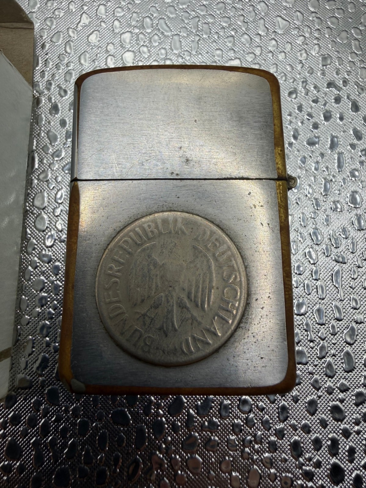 Vintage Zippo Lighter German 5 Mark Coin Bundesrepublik Deutschland w/ Orig Box