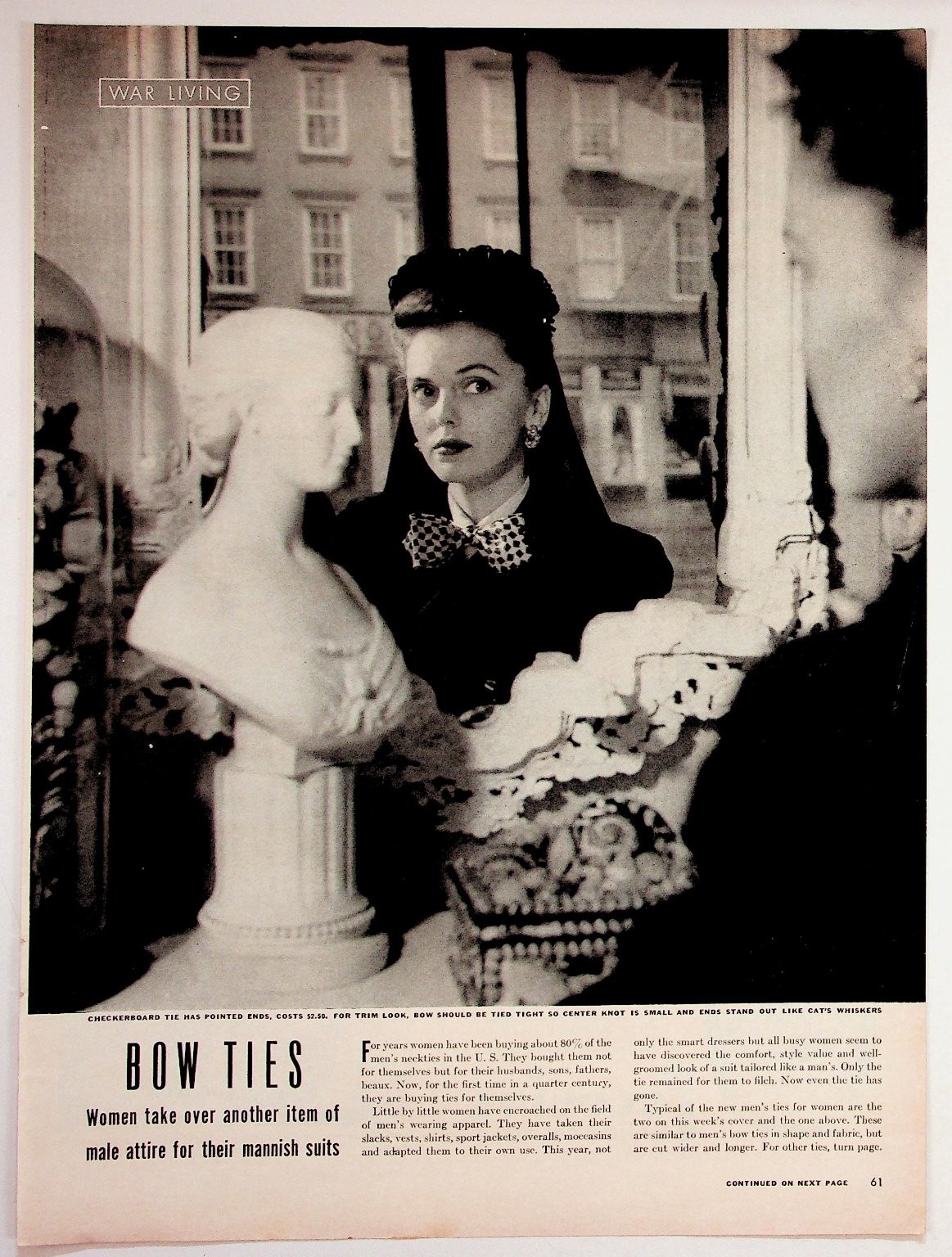 1940s War Living Magazine Page Bow Ties Women Fashion Pacquins Hand Cream Ad