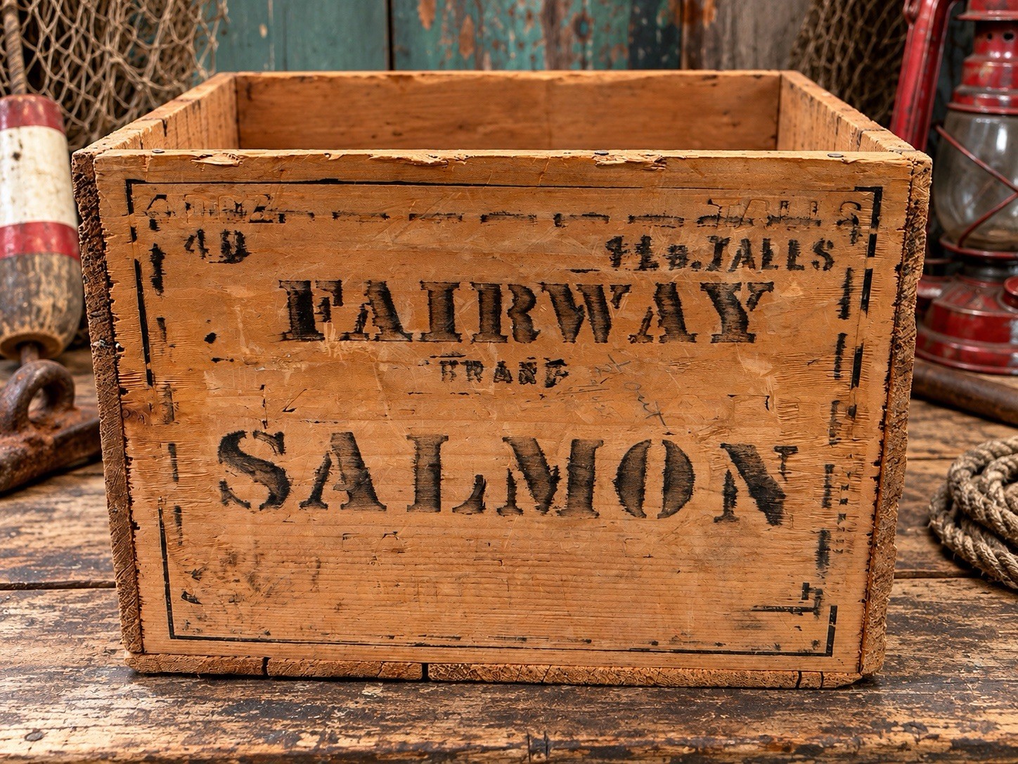 Vintage Wood Fairway Alaskan Salmon Crate Wooden Box