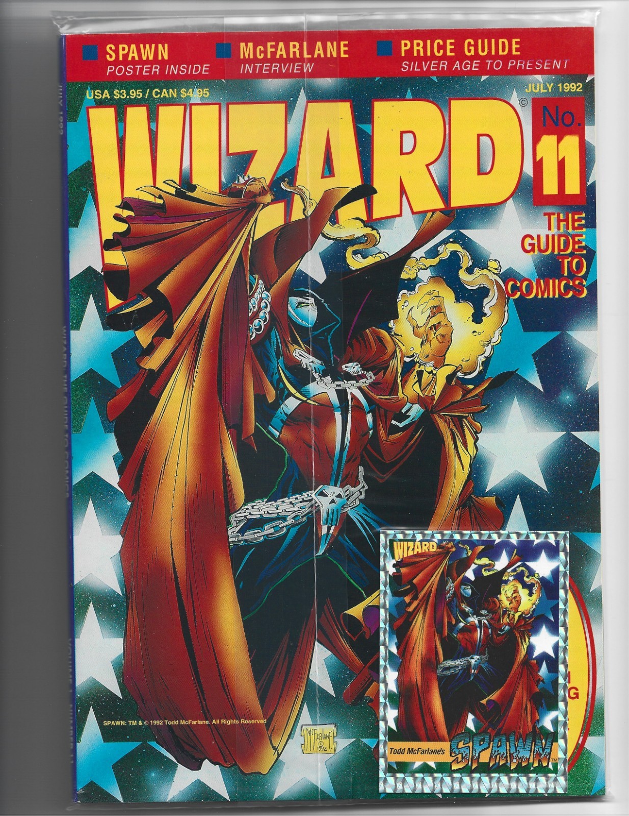 Wizard #11 SEALED 1992 Spawn McFarlane Cover Spawn Prism Card #1 Poster Image