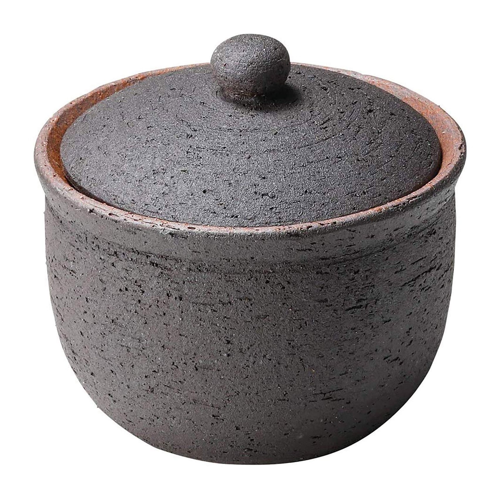 Hechimon Shigaraki Ware Salt Pot, Large, Black, Ceramic Canister, Salt Storage _