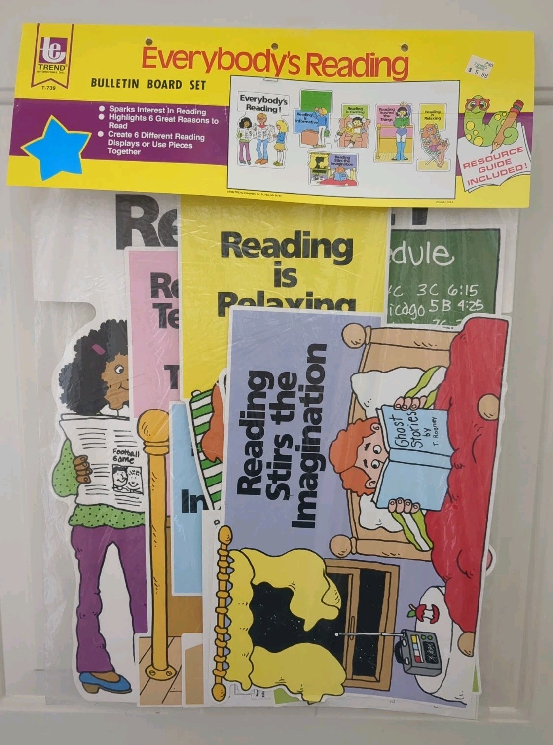 Vtg Trend Enterprises Everybody\'s Reading Bulletin Board Set 1984 Library