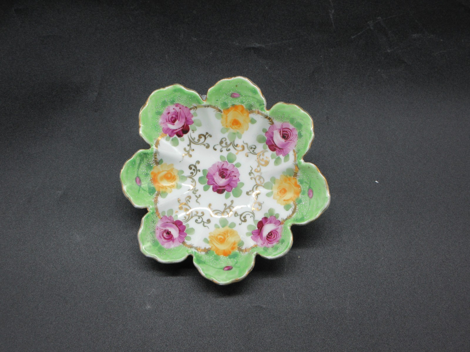 Beautiful Vintage, Hand Painted, Porcelain Nappy Dish/Trinket Bowl