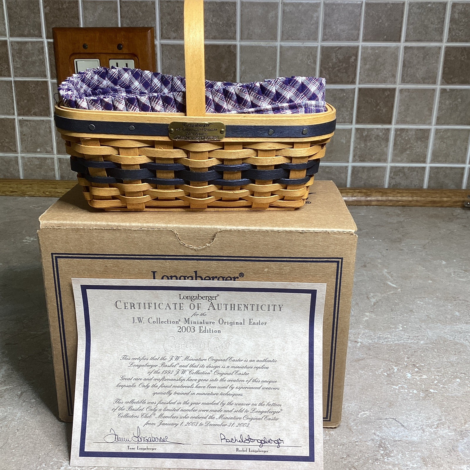 Longaberger Collectors Club JW Miniature EASTER  BASKET - Liner, Protecter NEW