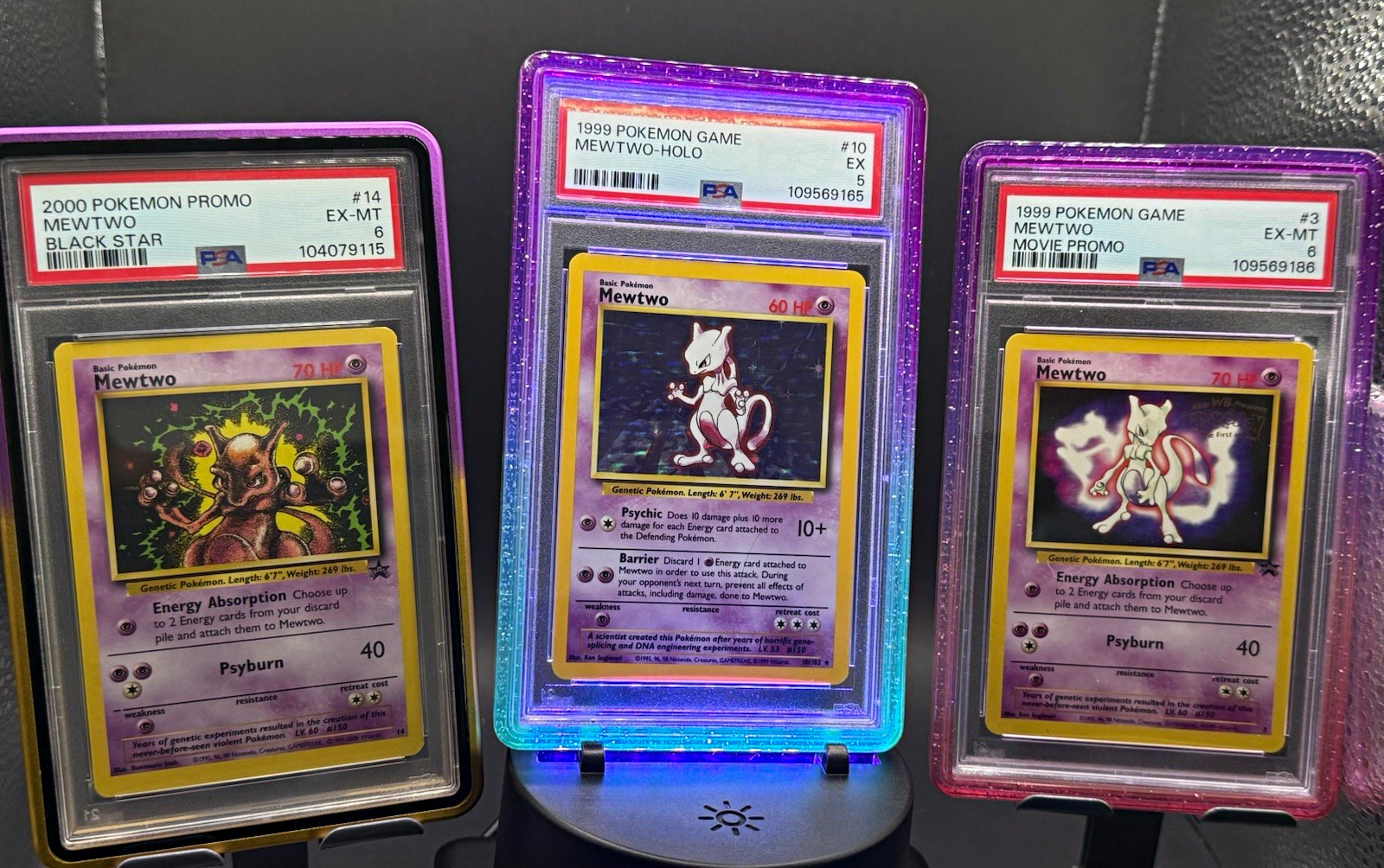 PSA Graded Pokémon Mewtwo Promo Holo Card Lot (3) 1999 #3 #10 #14