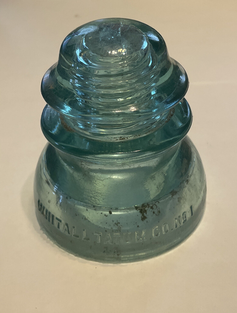 VINTAGE WHITTALL TATUM AQUA GLASS CO. #1 MADE IN USA 44