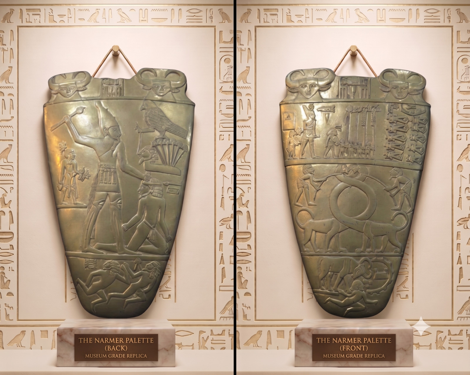 Ancient Egyptian Narmer Palette Relief Double Sided Royal Artifact