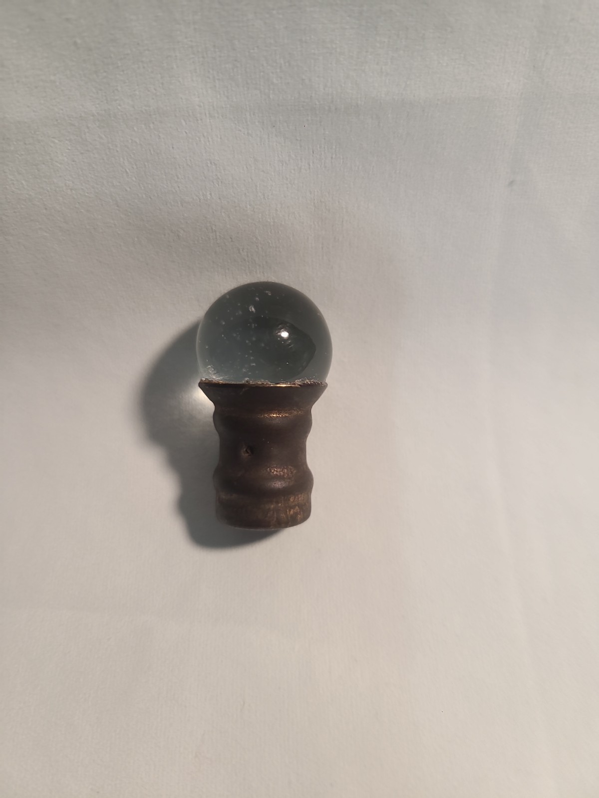 Antique Original 1920s 1930s Glass Ball Orb Brass Lamp Harp Finial ½” X 1 ¼\