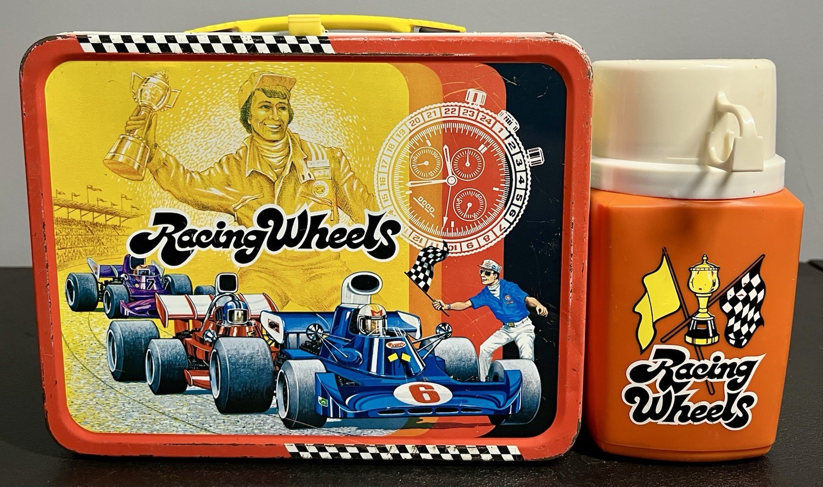 1977 King-Seeley Racing Wheels Metal Lunchbox & Thermos