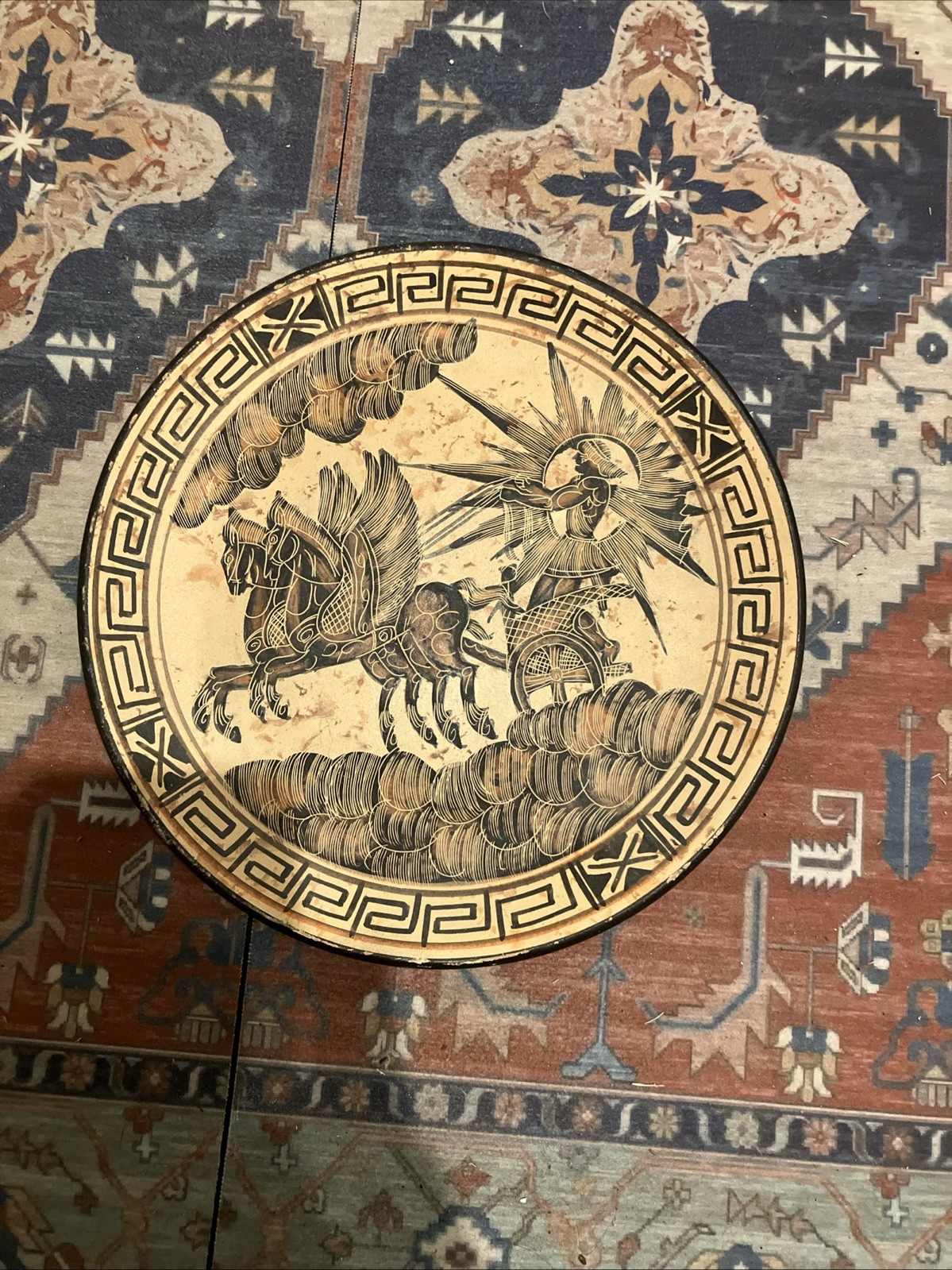 Vintage Greek Helios Chariot Wall Plate Handmade Greece 440 BC Classical Art