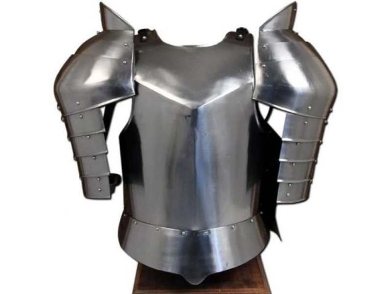 Medieval Warrior Steel Shoulder Guard Cuirass w/Leather Straps – Body Armor 18G