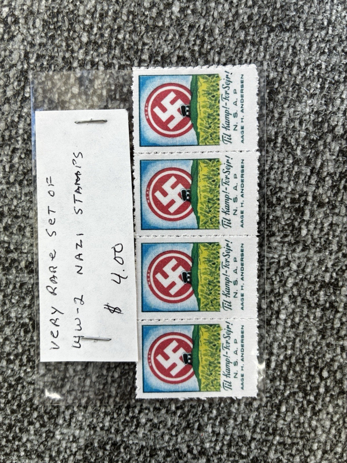 Book Of 4 Set Of WWII Nazi Stamps AAGE M. Andersen