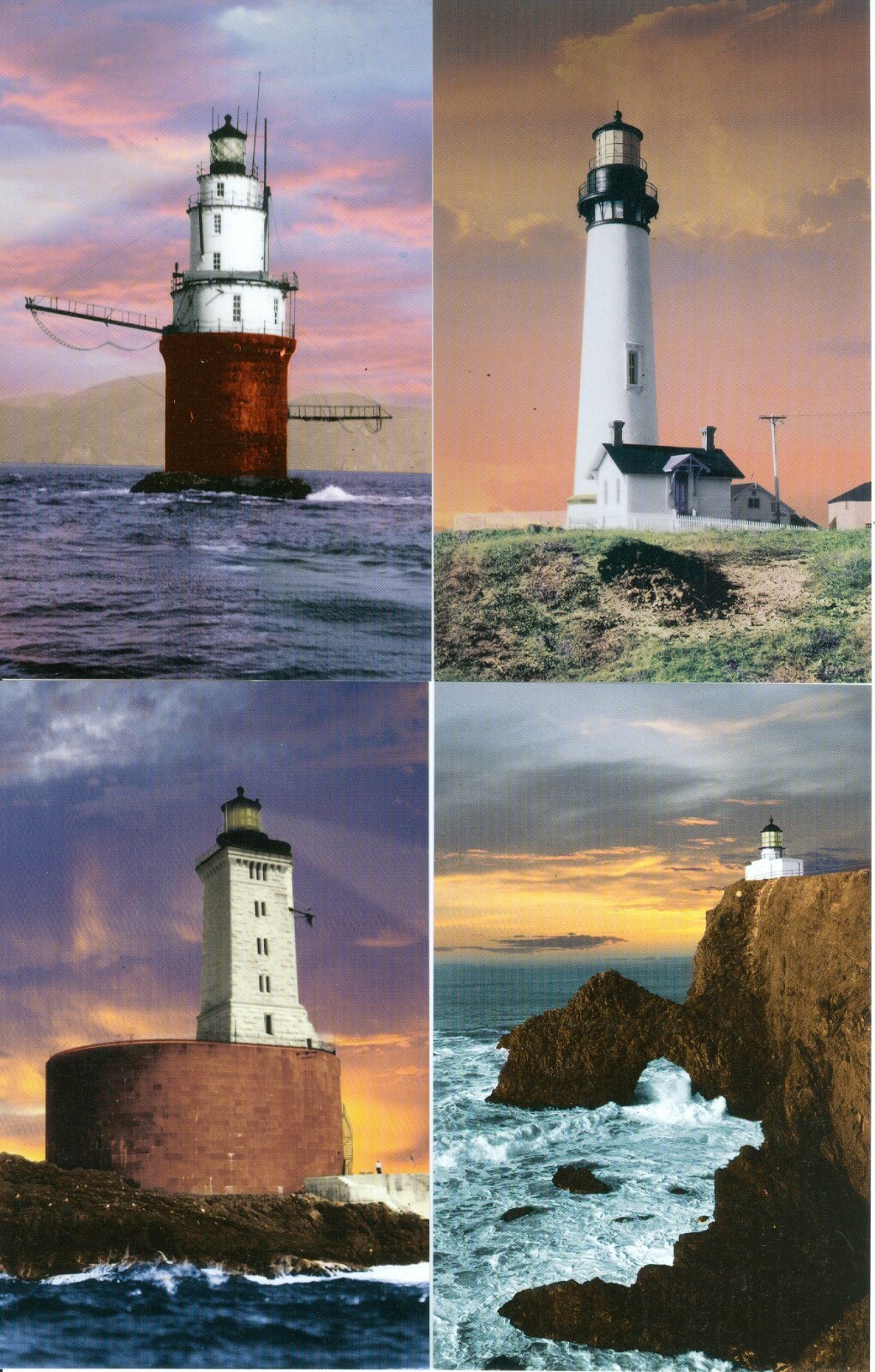 Collection of 5 Different Lighthouse Photo Postcards