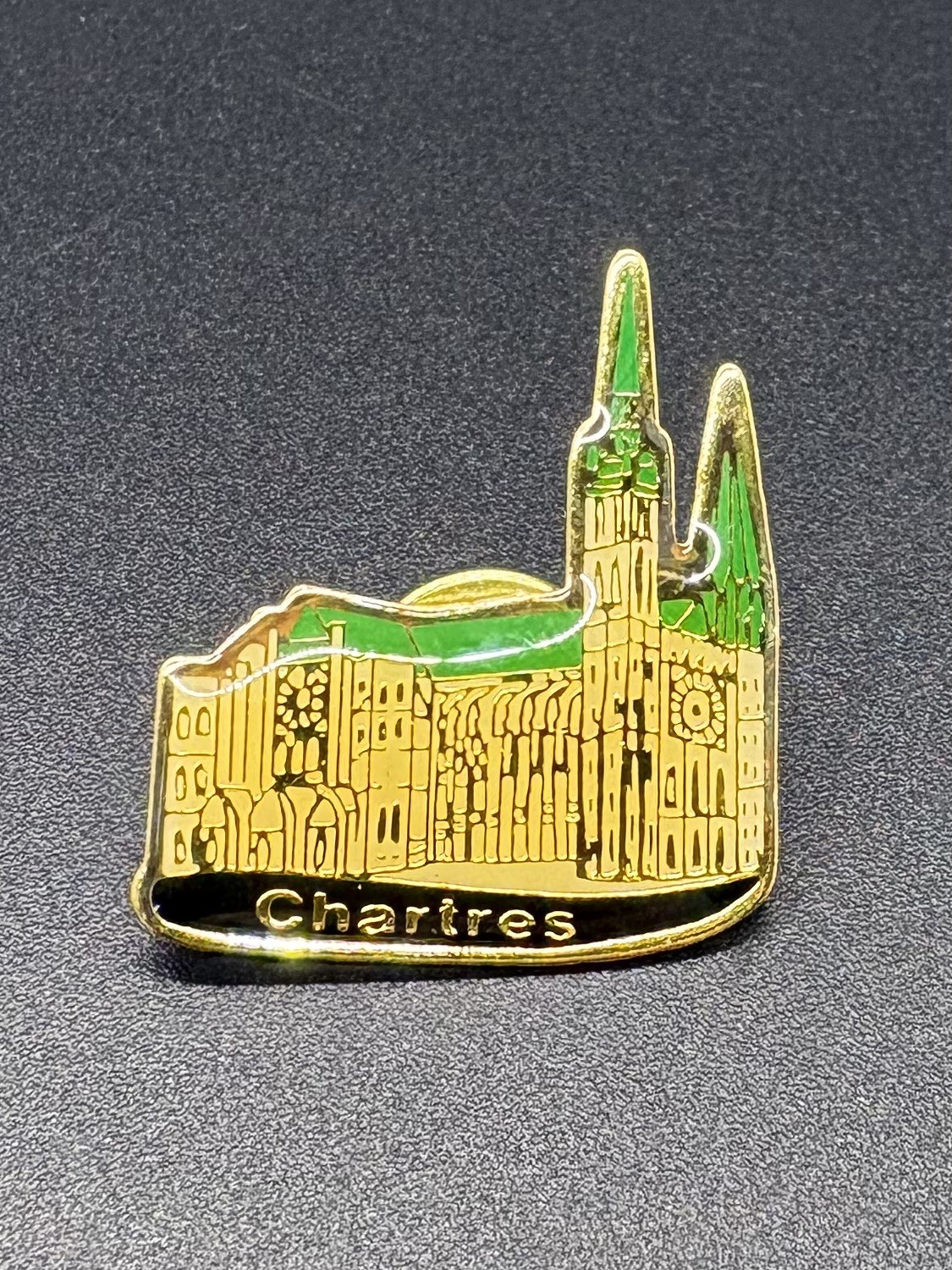 Vintage Chartres Cathedral France Notre Dame Enamel Souvenir Lapel Pin