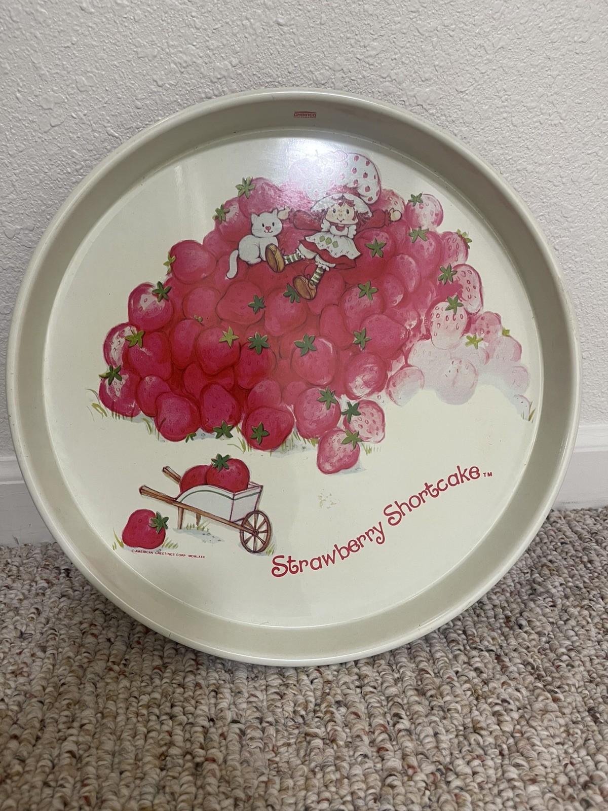 Vintage 1980\'s Cheinco Housewares Strawberry Shortcake 14in Tin Serving Tray