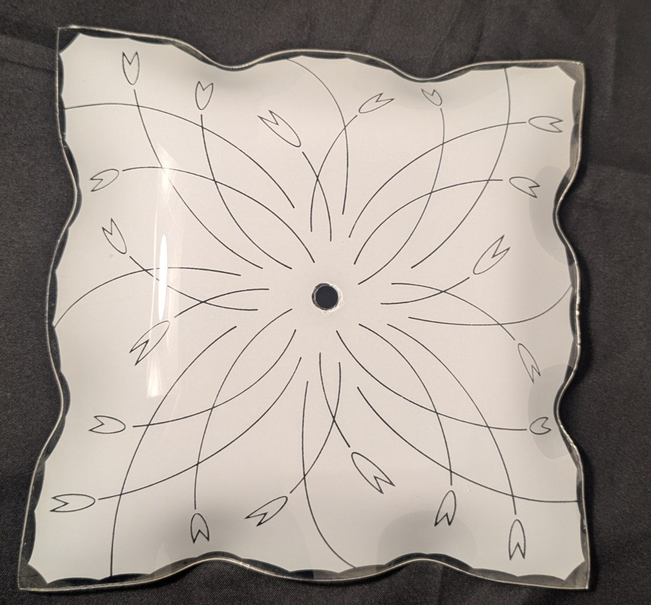 Vintage MCM Frosted Glass Square Ceiling Spring Tulip Light Shade Cover 13