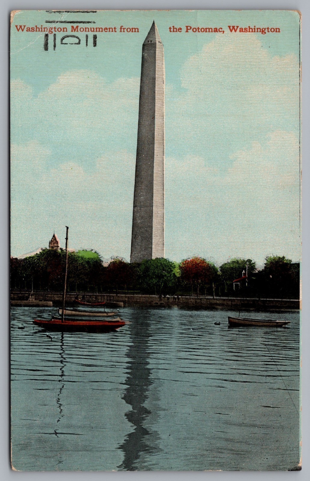 Washington DC Monument From The Potomac Washington 1911 Postcard TS-282