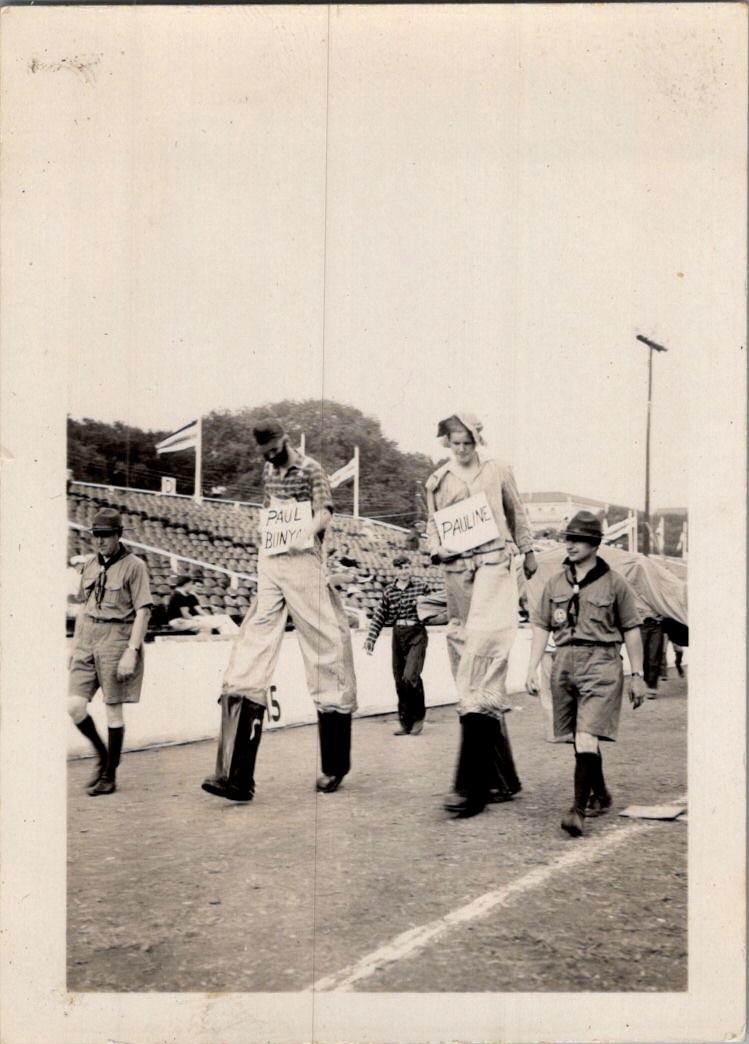 1937 Boy Scout Jamboree Photograph Paul Bunyan & Pauline on Stilts in DC