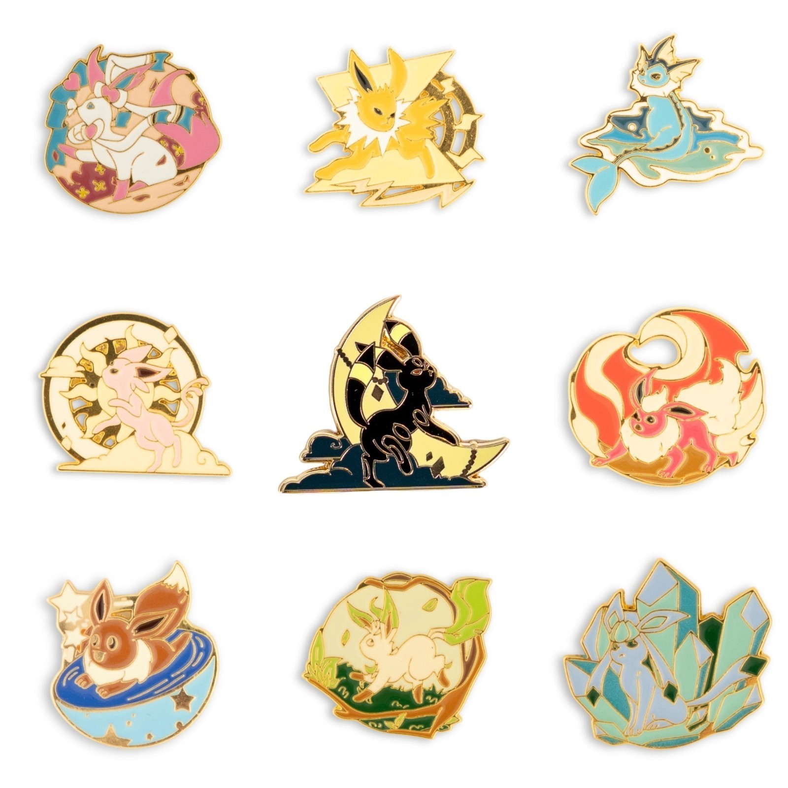 Pokemon Eeveelution Enamel Pin Set 9 Collectible Eevee & All Evolutions