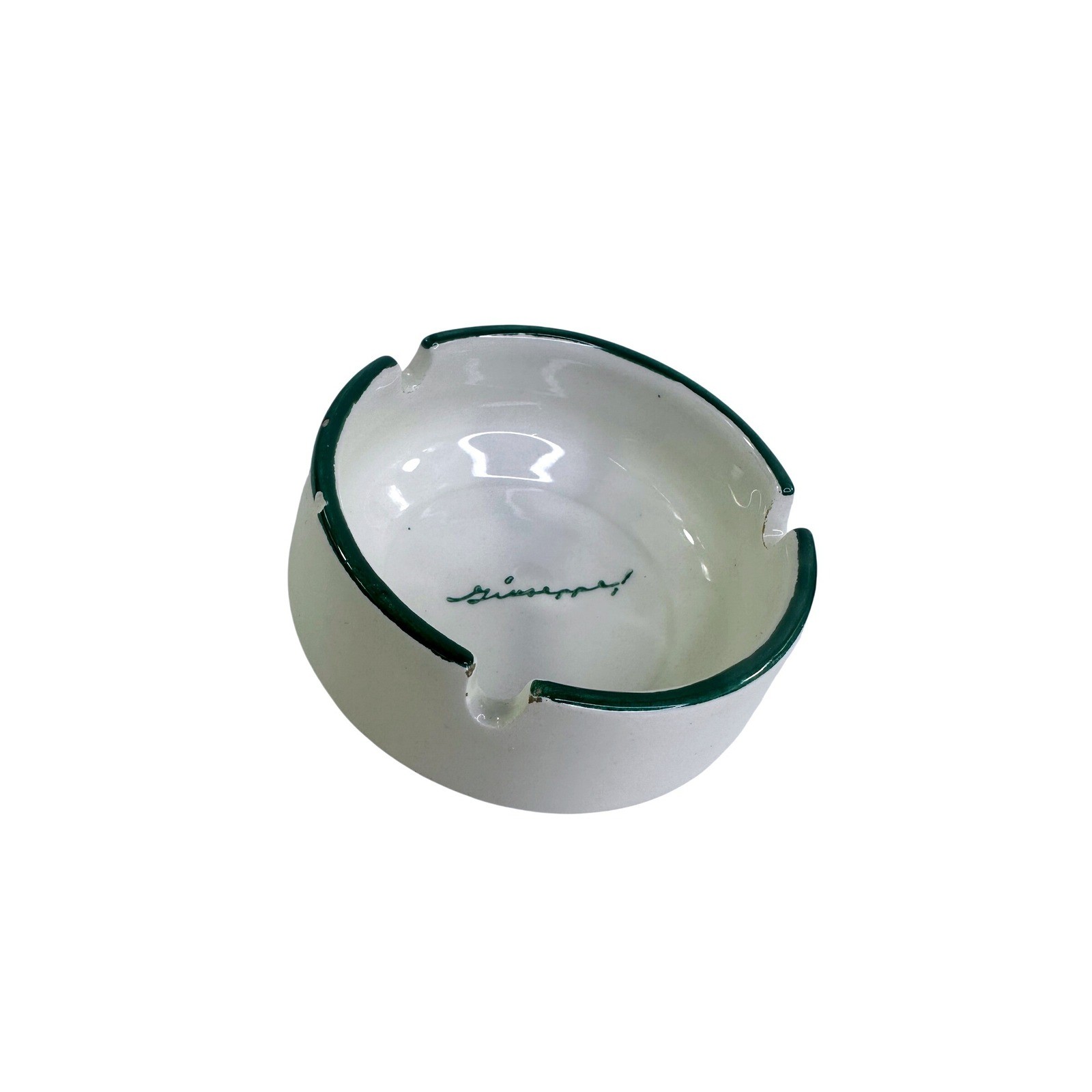 Ceramiche Niccacci Deruta Italy Ashtray Giuseppe Green White Ceramic Vintage