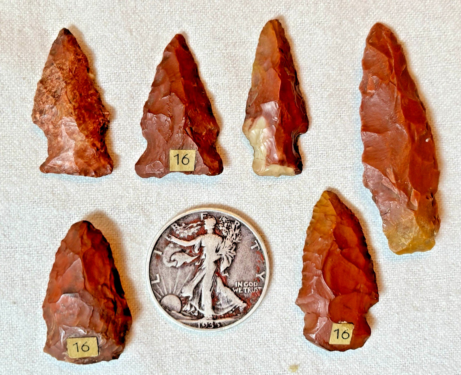 6 Associated POINTS Horse Creek chert? locale #16   1.25-2.25