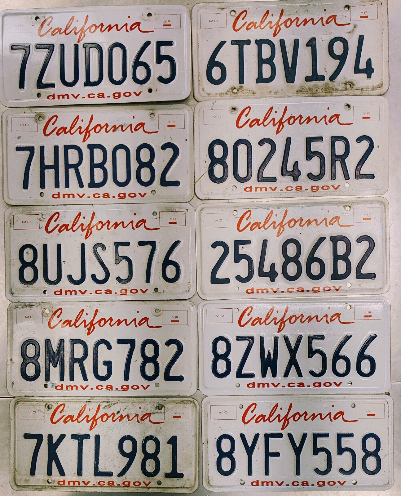 BULK LOT of 100 California License Plates NICE QUALITY