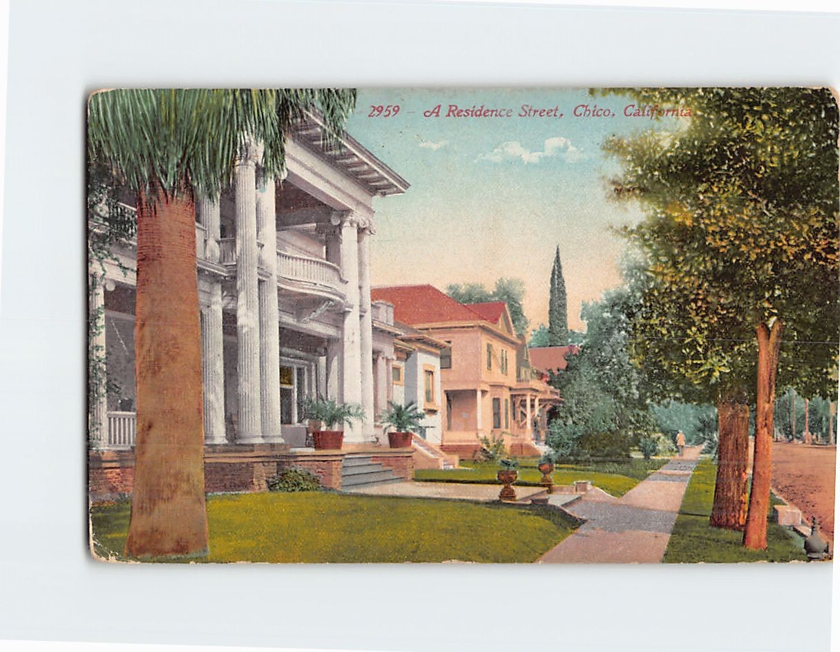 Postcard A Residence Street Chico California USA