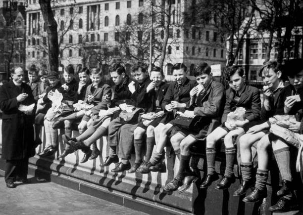 Choirboys of St Peter's Church Upton Cross London enjoying their l- Old Photo