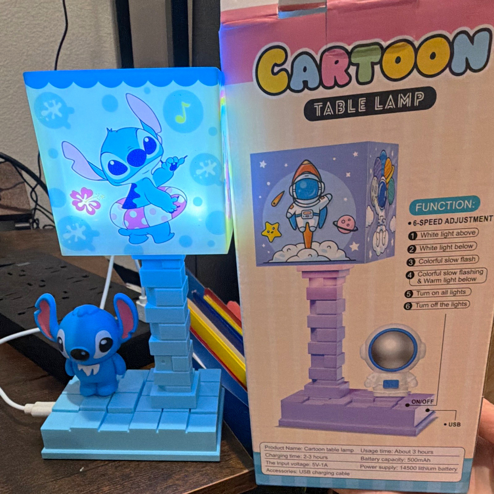 Disney Lilo & Stitch Stitch Light-Up Blue Table Lamp Cartoon Style