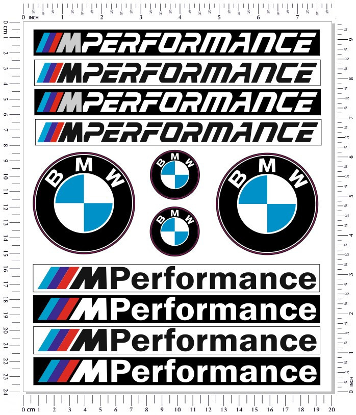 BMW M Performance CAR Motorcycle Stickers Set Laminated Decals Emblem Logo