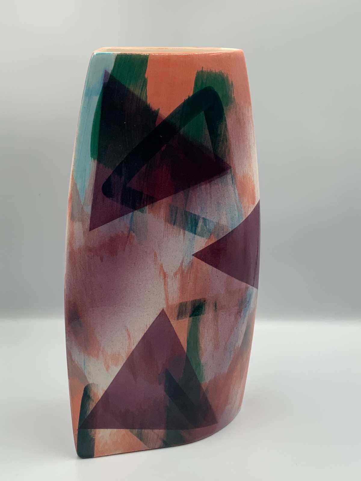 John Bergen Studio Art Vase 13.5” Modernist Retro Abstract 1989 Rare