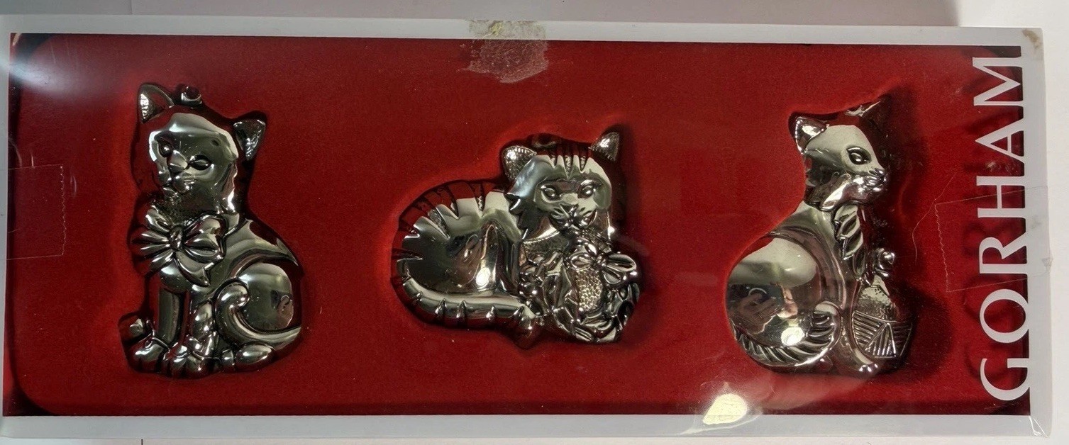 GORHAM silver Plated Kitten Ornaments *NIB*