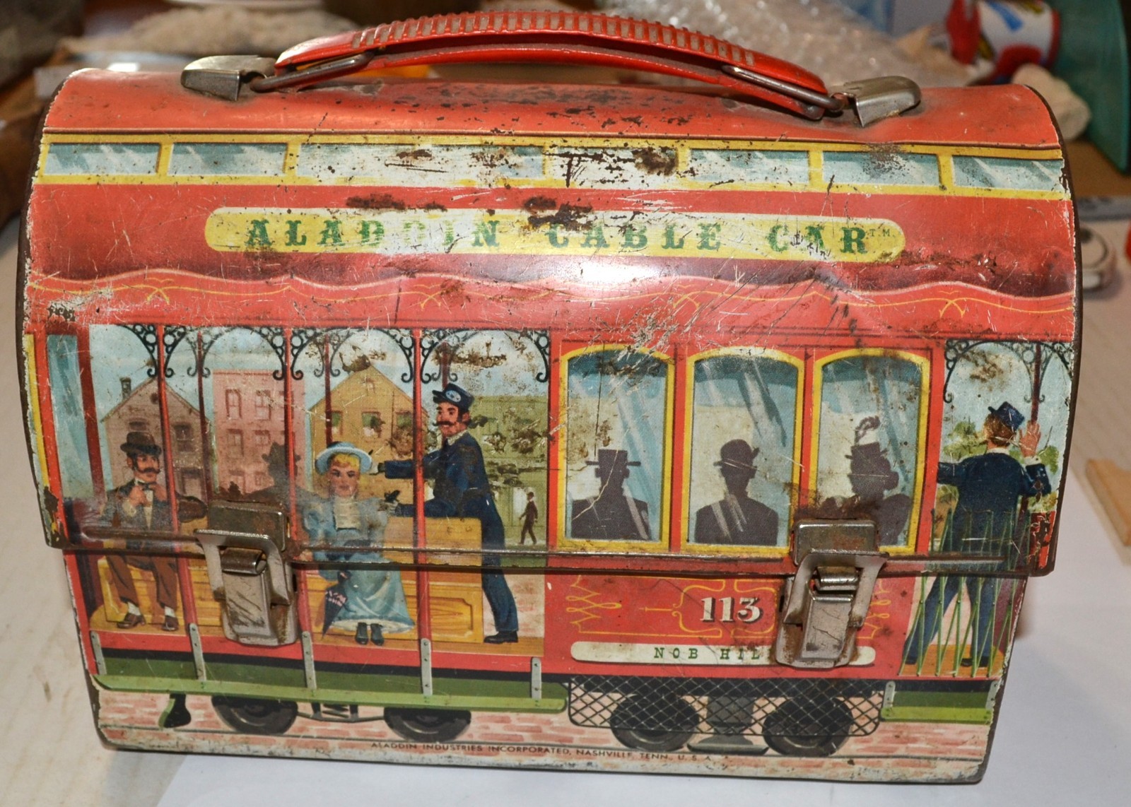 Aladan Cable Car Lunch box from the 1960s---as is condition--see photos--