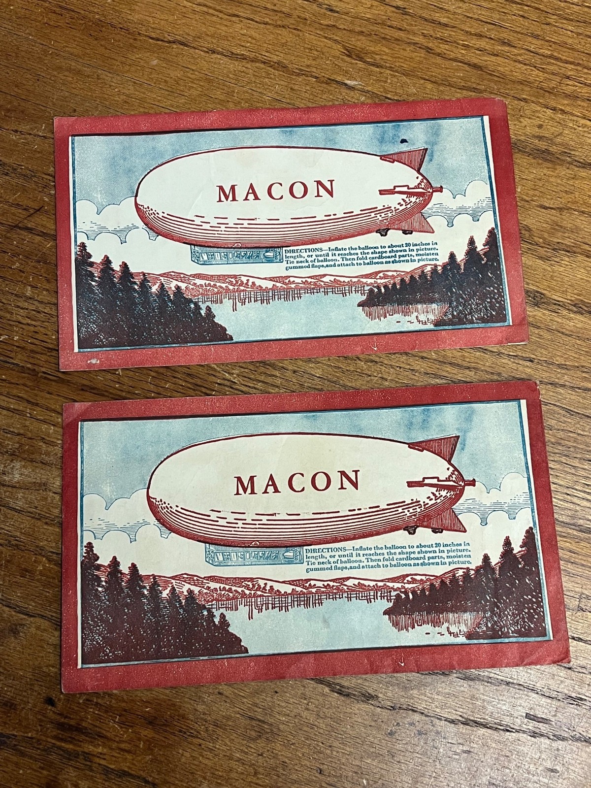 RARE Vintage c1930s Macon, Georgia Blimp Balloon Toy w/ Paper Envelopes