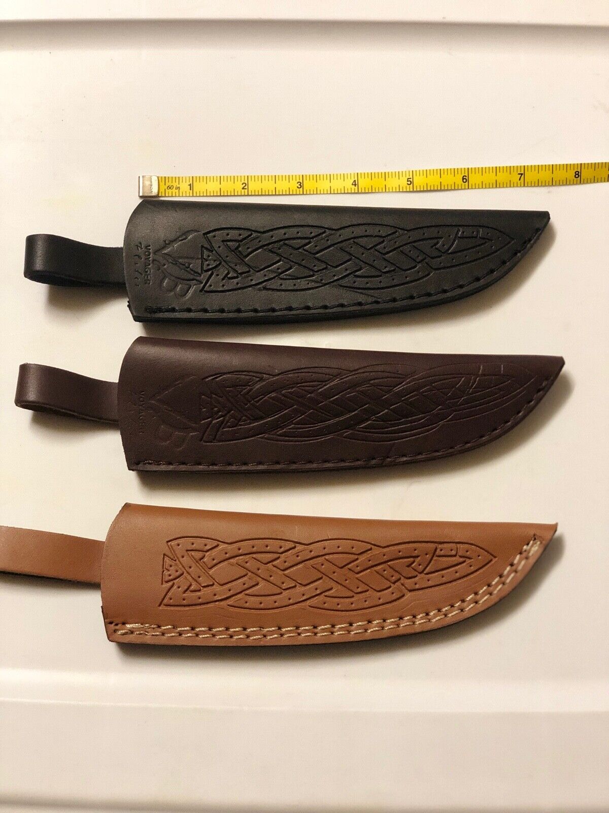 3 pcs lot beautiful cowhide leather sheath fits 6-10 inches skinner knife