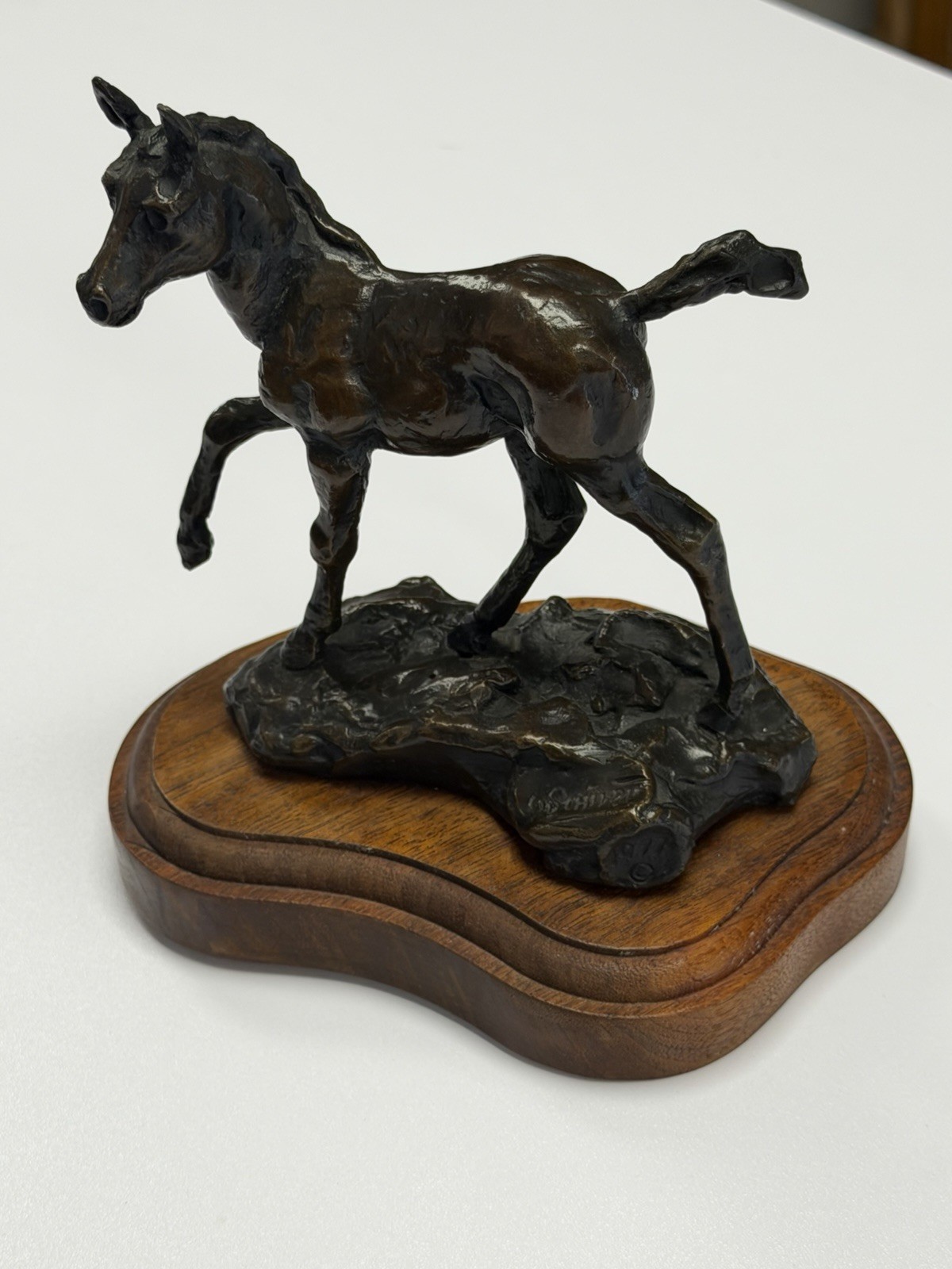 Dated 1977 Gary Joseph Schildt Bronze Horse Sculpture on Wood Base 32/50