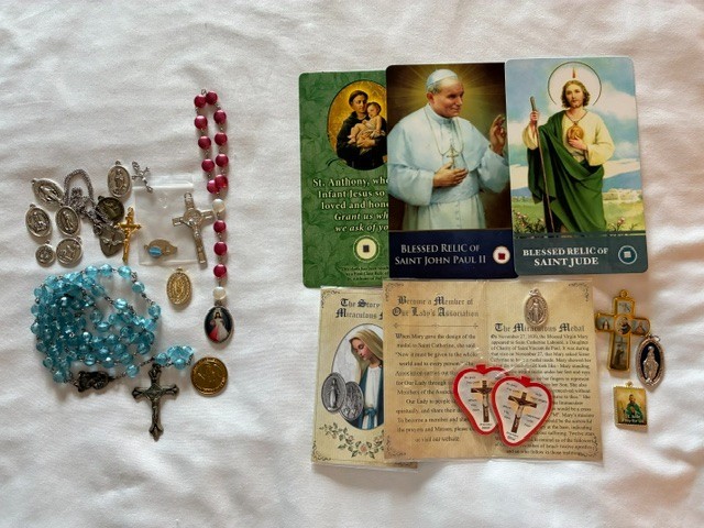 Vintage Catholic Medal & Religious Lot of 25 Necklace, Crucifix, Rosary, Relic