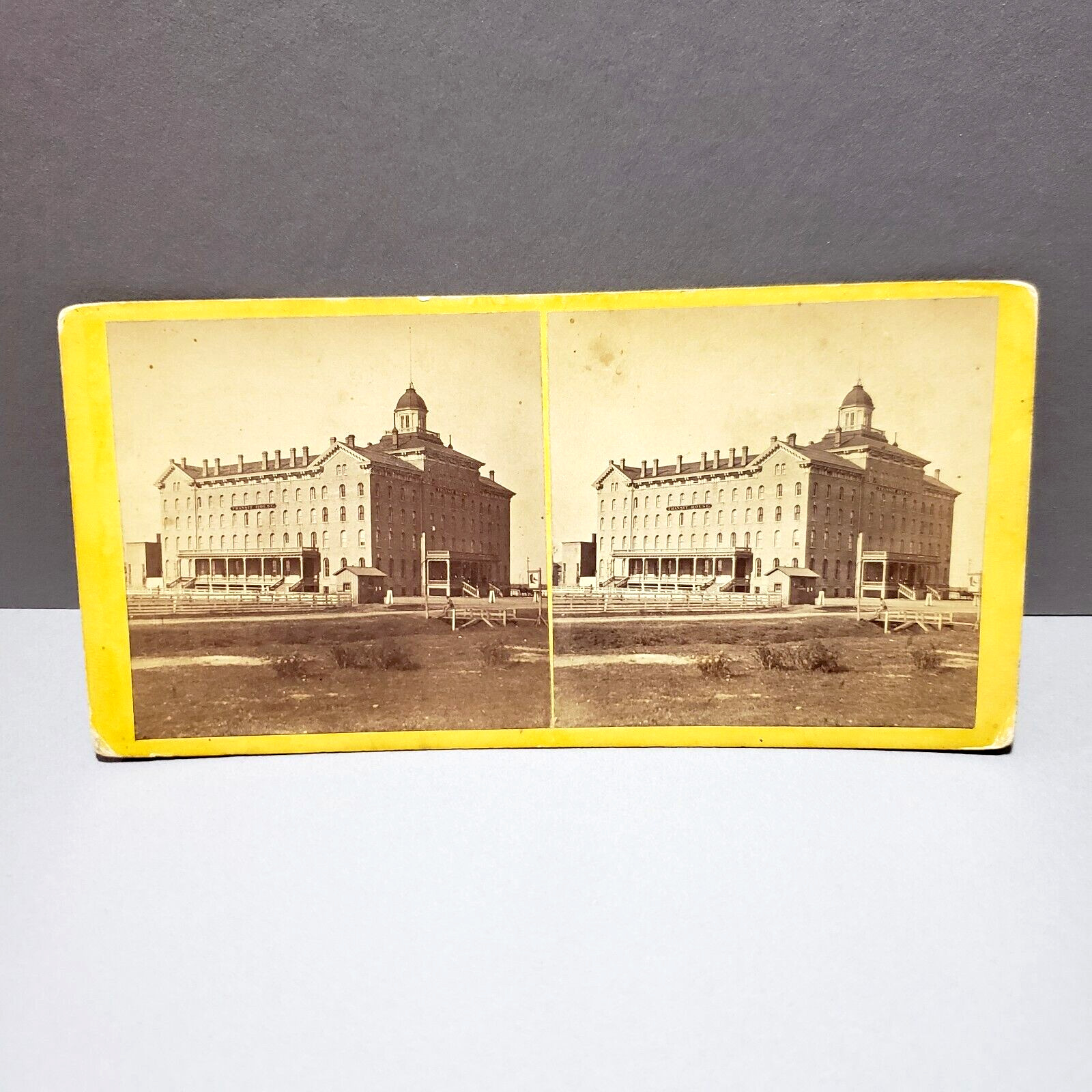 Chicago Stereoview  Union Stock Yards Transit House Hotel Early View c.1860\'s