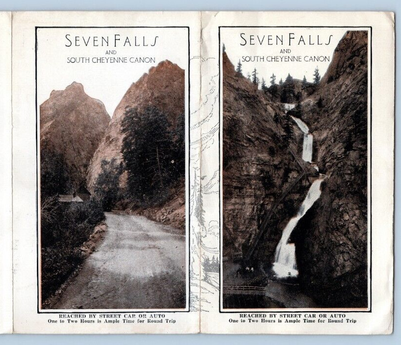Vtg 1930s Brochure Seven Falls South Cheyenne Canon Highway Colorado CO K13